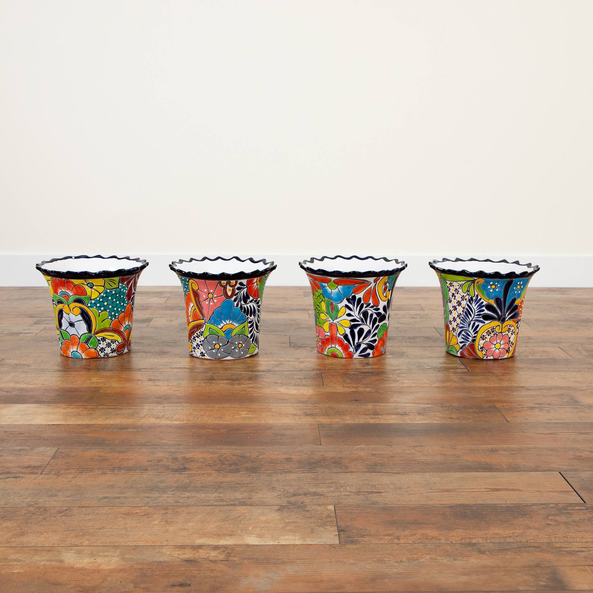 12" Handmade Mexican Talavera Ceramic Planter